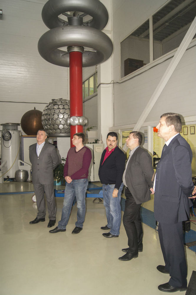 At the Testing Center, left to right: A. Slavinsky, P. Samylov, D. Ivanov, A. Stepantsev and K. Sipilkin