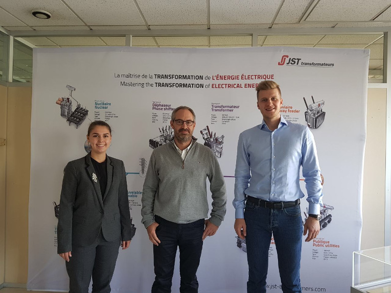 Participants of the talks at JST Transformateurs plant, L-R: Victoria Loshchinina, Frederic Palmer and Yaroslav Sedov