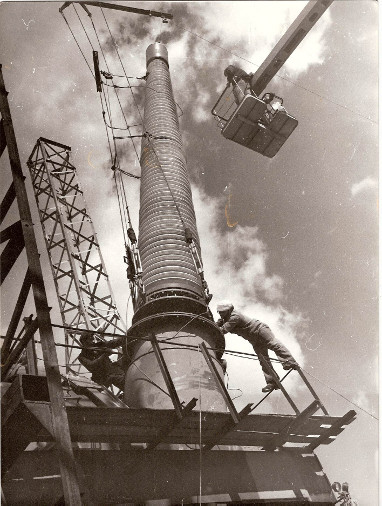 Installation of 1150 kV bushings, 1988.