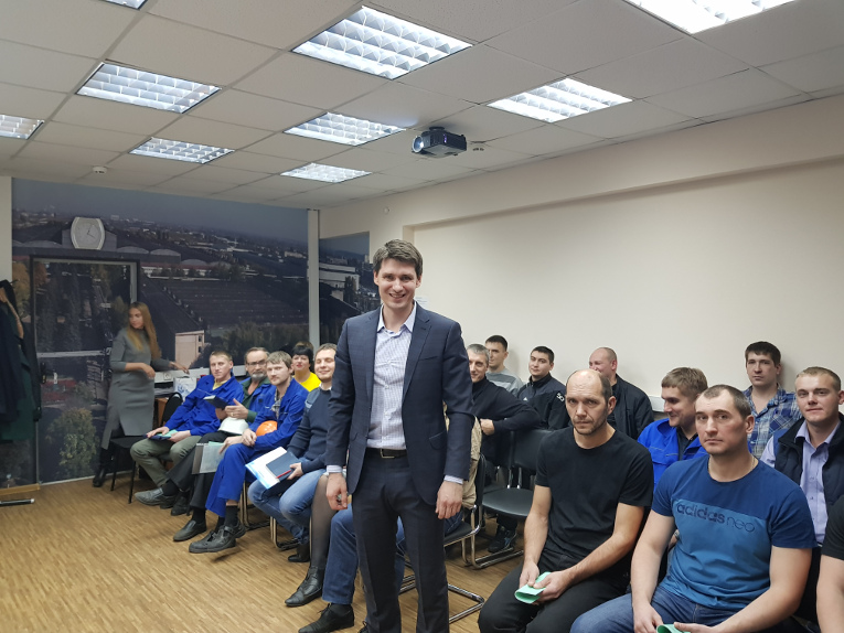 Maxim Zagrebin at the meeting with technical specialists of Togliatti Transformer