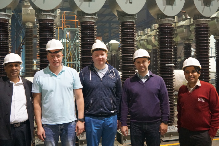 Visit to Mehru plant by FGC UES and Izolyator representatives, L-R: Ashwani Aggrawal, Andrey Shornikov, Ivan Panfilov, Kirill Lunin and Sandeep Prakash Sharma