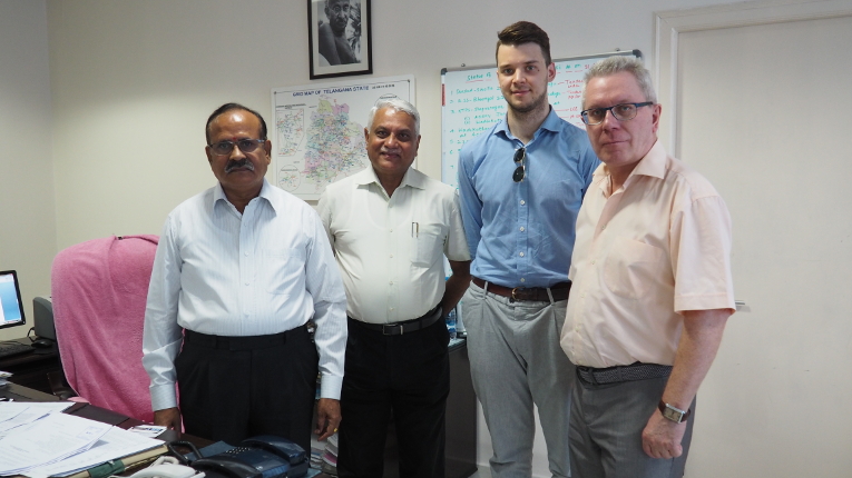 Meeting participants at TSTRANSCO, L-R:  T. Jagath Reddy, Director (Transmission), Dr. Ashok Singh, Dmitry Orekhov and Victor Kiryukhin