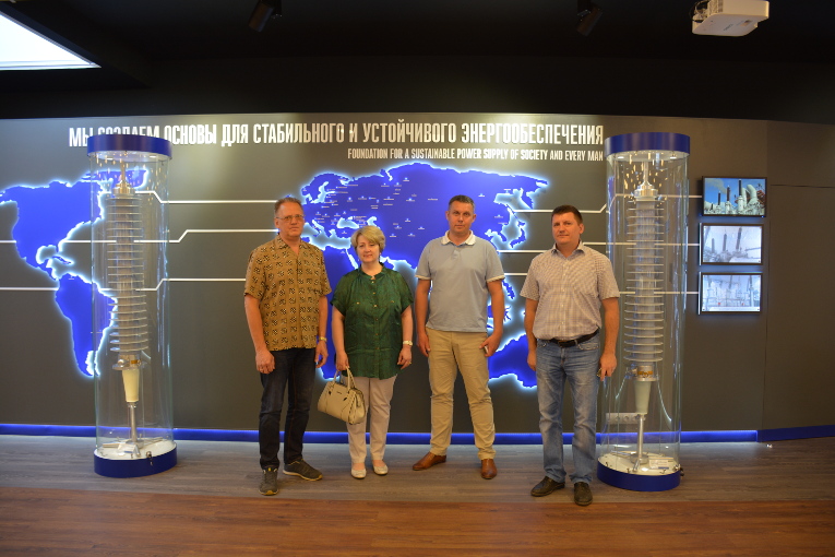 Prima-Center representatives at Izolyator plant museum, L-R: Lead specialist of Prima-Center Oleg Lukashov, Commercial Director of Prima-Center Natalia Mykhina, Dmitry Abbakumov and Vladimir Romanov