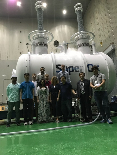 Participants of acceptance tests of the first phase of 220 kV HTSCE device at KERI test center