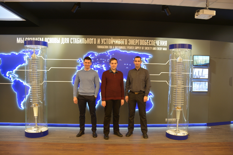 Togliatti Transformer visitors at the Izolyator plant, L-R: Maxim Zagrebin, Chief Designer Department representative Andrei Russkikh and Vladimir Demin, Head of Test Center