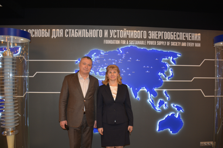 Marina Mironova and Alexander Slavinsky at the corporate museum of Izolyator