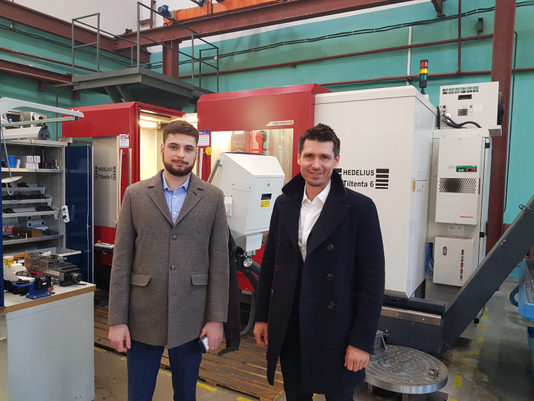 head of sales at VO Electroapparat Ilya Arsenyev and Maxim Zagrebin visiting Electroapparat plant in St. Petersburg