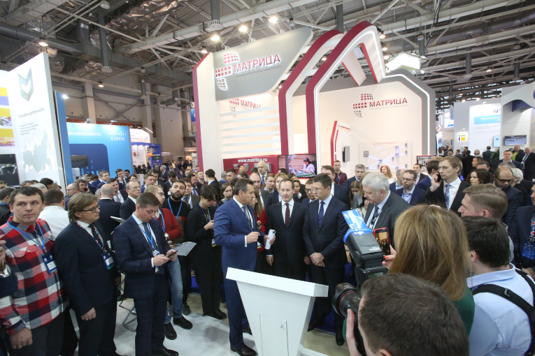 The Minister of Energy of the Russian Federation Alexander Novak and Director General, Chairman of the Management Board of Rosseti Group Pavel Livinsky are visiting the exhibition before the official opening of the International Forum ‘Power Grids 2019’ 