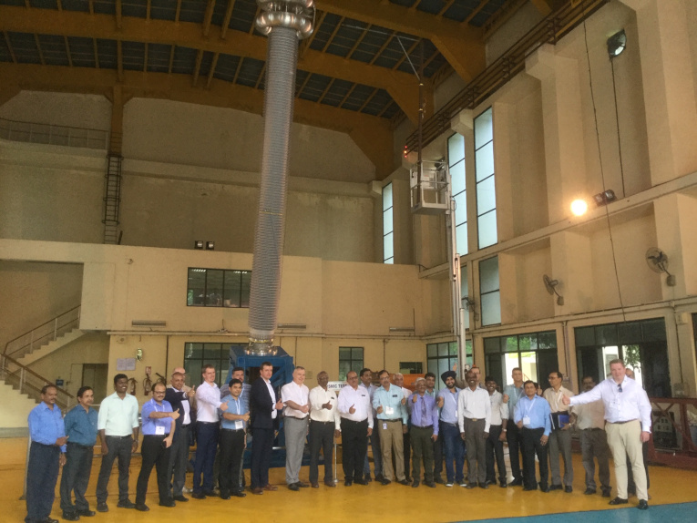 Participants of seismic testing of Izolyator 800 kV bushing in the laboratory of the Central Power Research Institute