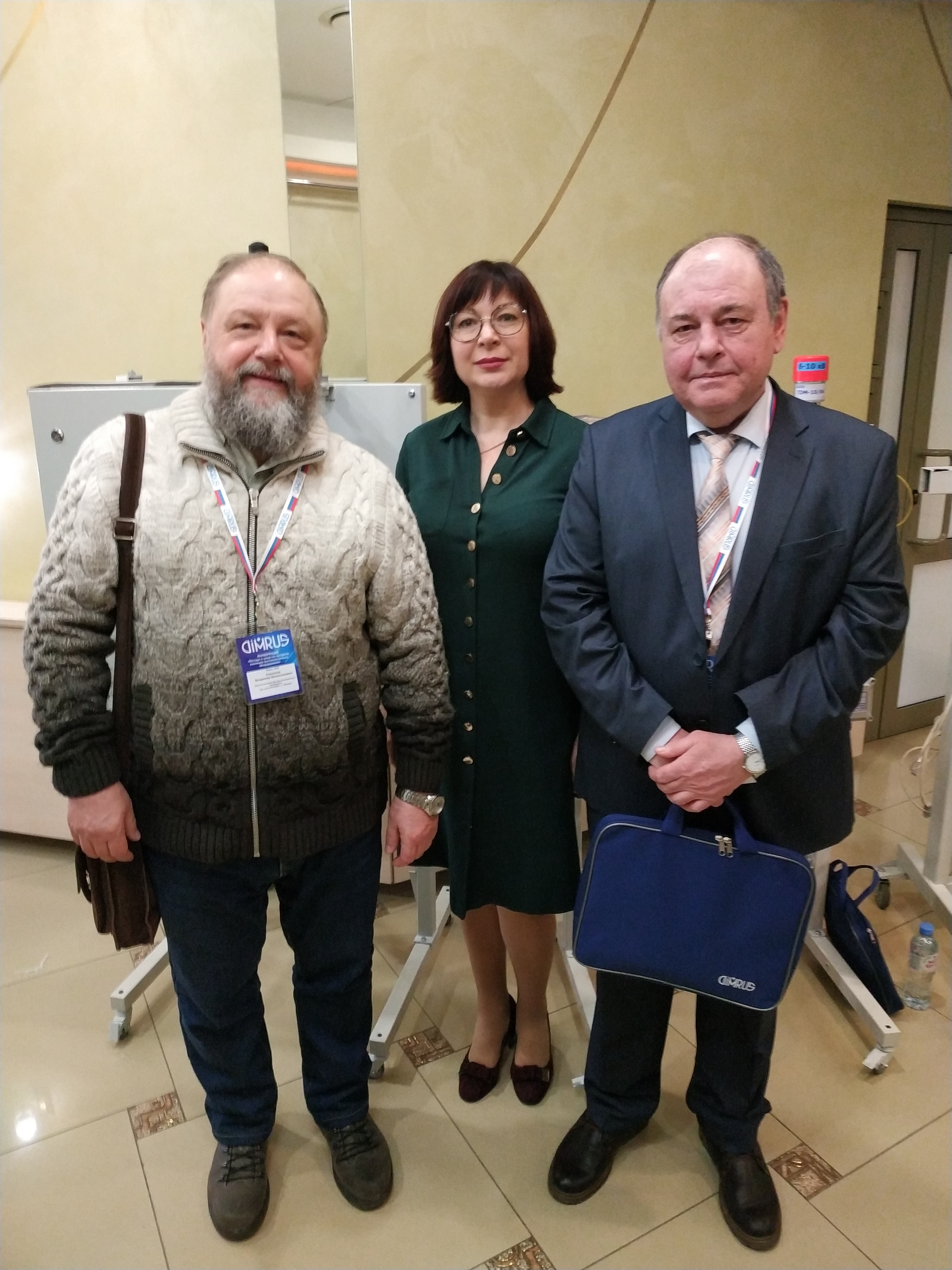 Vladimir Smekalov, Head of the Reliability and Assets Management Center of the Research and Development Center at Federal Grid Company of Unified Energy System (left), Marina Vladimirova and Vladimir Ustinov, participants in the 17th conference of the Dimrus company in Perm