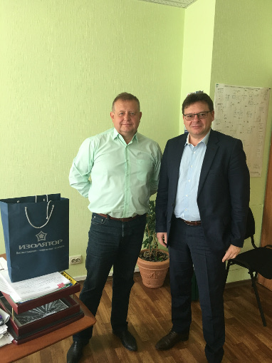 Andrey Ryzhov (L) and Oleg Bakulin meeting at Sakhalinenergo