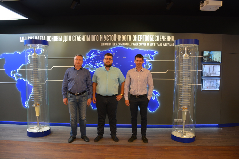 At the museum of Izolyator, L-R: Alexander Slavinsky, Andrii Maksymenko, Director on Procurement and Logistics of Zaporozhtransformer and Maxim Zagrebin