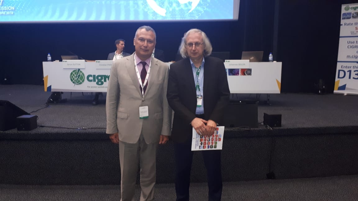 Alexander Slavinsky (L) and Chairman of SC D1 CIGRE Ralf Pitch at the 47th CIGRE Session