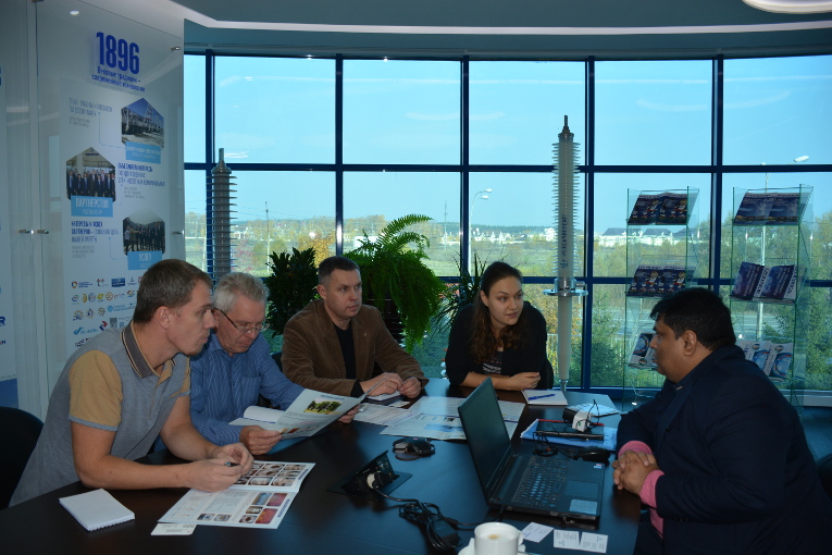 Talks at Izolyator plant, L-R: Pavel Kiryukhin, Victor Kiryukhin, Dmitry Abbakumov, Antonina Maslennikova and Manager (Marketing) of Modern Insulators Ltd. Devendra Sharma 