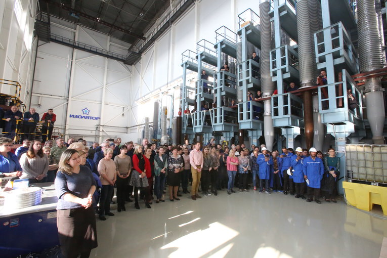 Grateful audience — staff members of Izolyator plant